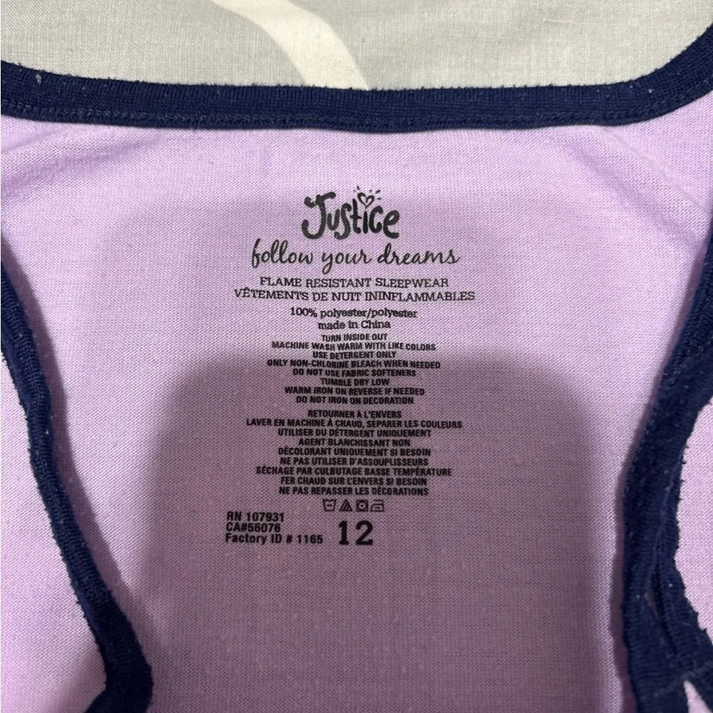 Justice Purple Pajama Set With Sheep Designs